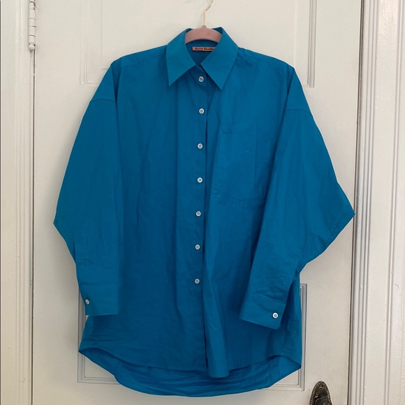 Acne Blue Button Down Shirt Relaxed Fit - Picture 1 of 5